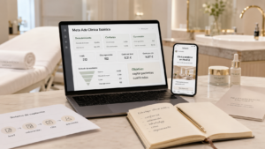 Meta Ads para clínicas estéticas: sistema de captación de pacientes en Instagram y Facebook con métricas de valoraciones y citas