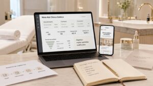 Meta Ads para clínicas estéticas: sistema de captación de pacientes en Instagram y Facebook con métricas de valoraciones y citas